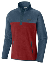 Columbia Men&#39;s Red Blue Foster Creek Pullover Fleece Sweater, 2XL XXL, 3853-8 - £46.61 GBP