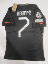 Kylian Mbappe PSG Paris Saint Germain UCL Match Slim Black Third Jersey 2021-22 - £97.43 GBP