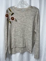 Silverflint Women&#39;s Sweater Beige w/ Embroidery Wool Blend Size Large - £18.72 GBP