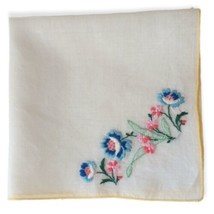 Vintage Floral Handkerchief Embroidered Victorian Hankie Cottagecore Shabby - £6.27 GBP