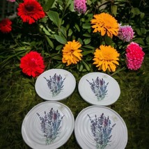 Set of 4 Opificio Etico Ceramic Plates Lavender Flowers 9-3/8” Made In I... - £47.47 GBP