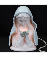 Catholic Virgin Mary Lamp Night Light Holding Pink Rose Wearing Blue Vei... - £35.36 GBP