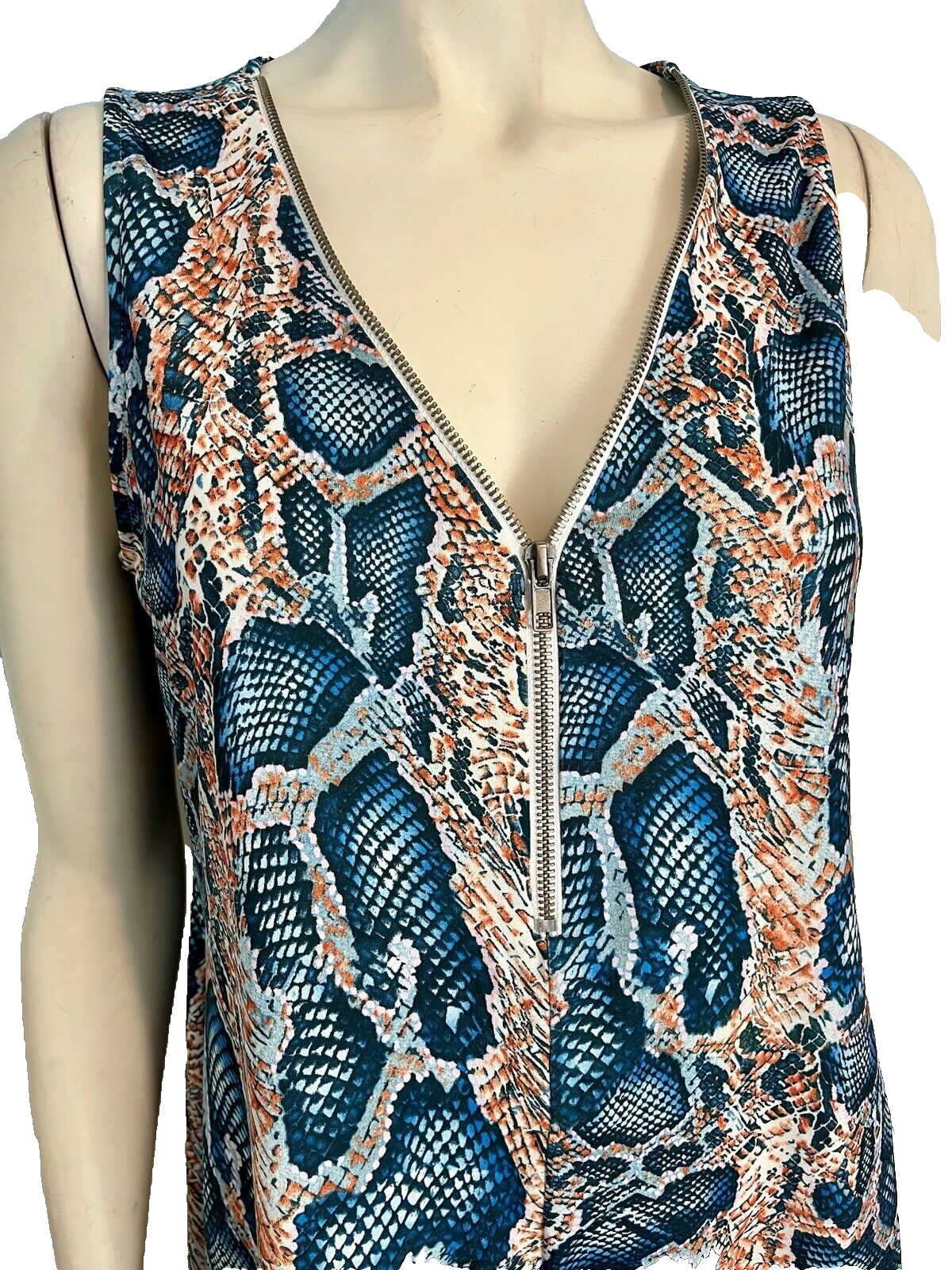 Hippie Guilt Women's Sleeveless Knit Dress Snakeskin Print Turquoise S Item image 2