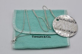 Rare Tiffany &amp; Co. 925 Silver Notes 40mm Large Round Tag Pendant 25.4gr 18&quot; Long - £276.01 GBP