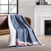 Fair Isle Midnight/Red/Grey Brushed Throw Blanket By Eddie Bauer Home, - $39.92