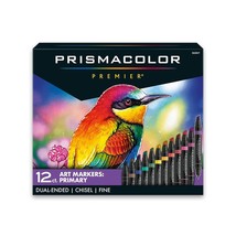 Prismacolor Premier Double-Ended Art Markers, Fine and Chisel Tip, 12 Pack - £43.94 GBP