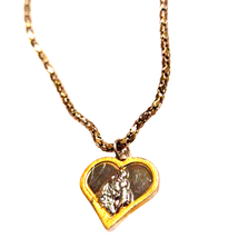 Vintage silver and gold Joseph and Jesus heart necklace. - £24.88 GBP