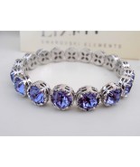 Tanzanite Stretch Cuff Bracelet in Platinum / Handmade Art Deco Women Je... - £59.56 GBP