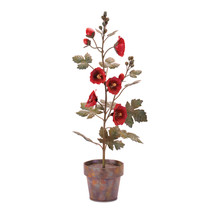 Iron Potted Poppy Floral Sculpture 24.5&quot;H - $2,821.42 MXN