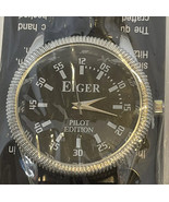 New Handcrafted Pilot Edition Black Dial Eiger Men&#39;s Watch Faux Leather ... - $24.06 CAD