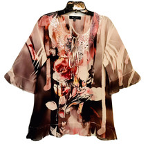 B.L.E.U. Womens PL Floral Lace Sequin Beaded Handkerchief Hem Nouveau Bo... - £15.69 GBP