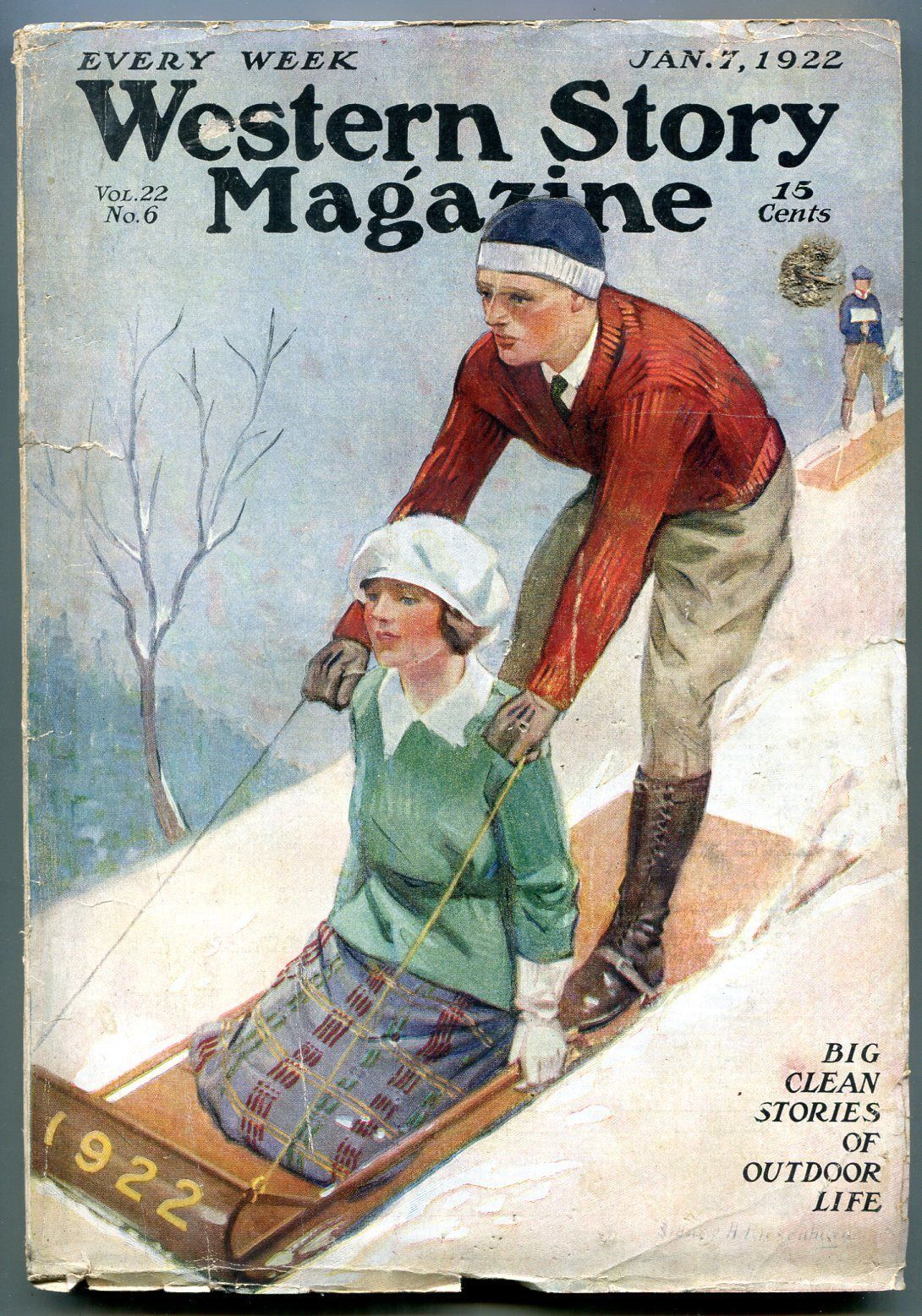 Primary image for Western Story Magazine Pulp January 7 1922- Sledding cover VG