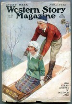 Western Story Magazine Pulp January 7 1922- Sledding cover VG - $94.58