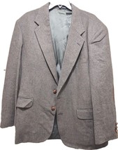 VINTAGE Men&#39;s Wool Blazer Coat Jacket Suede Patches SZ 42R Brookleigh Made USA - £14.68 GBP