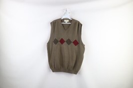 Vintage 90s Eddie Bauer Mens XL Faded Argyle Diamond Knit Sweater Vest Japan - £47.03 GBP