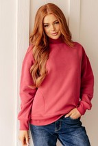 Make No Mistake Mock Neck Pullover in Cranberry - £32.40 GBP