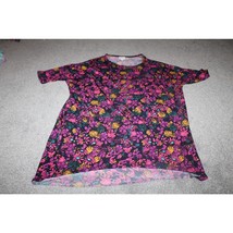 LulaRoe Stretch Shirt  Irma Size S Small Floral High Low Shirt Pink Black - £15.82 GBP