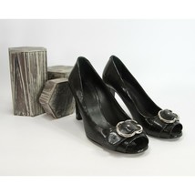 Gucci Vintage Black Patent Leather Peep Toe Platform Pumps Heels Size 38... - $163.67