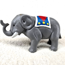 Elephant Mechanical Coin Bank w Saddle Blanket Vintage Circus Zoo Piggy Bank - $21.52