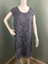 NWT Women&#39;s Max Studio Cap Sleeve Gray Floral Lace Shift Dress Sz Large - £35.49 GBP