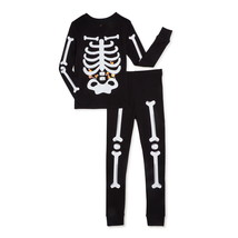 Way to Celebrate Boys Skeleton Halloween Pajamas 2 Piece Set Black 7 - £13.00 GBP