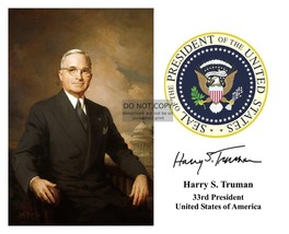 President Harry S. Truman Painting Presidential Seal Autographed 8X10 Photo - £6.72 GBP