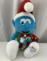 Macy&#39;s 21&quot; Blue Smurf Plush Holiday 2010 w/ Santa Hat &amp; 2 Finger Puppets NWT - £19.26 GBP