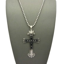 New Dark Lotus Cross Stainless Steel Pendant &amp;27&quot; Ball Chain Necklace - XP974BC - £11.43 GBP