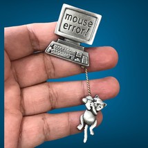 JJ Mouse Error Computer &amp; Dangling Chain w/ Cat Pin Brooch - £16.23 GBP