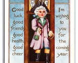 Happy New Year Good Luck Clock Dandy Boy Embossed DB Postcard U11 - $4.90