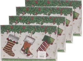 Set of 4 Tapestry Placemats,13&quot;x19&quot;, WINTER, SOCKS,CHRISTMAS TREE ORNAME... - £17.40 GBP