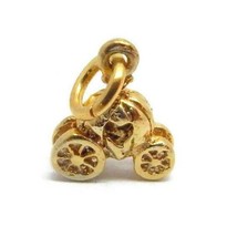 Pumpkin Carriage Charm Pendant 14k  Yellow Gold!! - £163.06 GBP