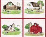36" X 44" Panel Spring Barn Quilts Farm Barn Red Cotton Fabric Panel D37... - $13.95