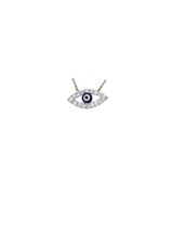Evil Eye Encrusted Clear CZ Sterling Silver Chain Charm Necklace 16&quot; - £27.96 GBP