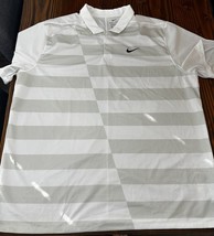 Nike Dry Graphic Print Hacked Stripe Golf Polo Shirt Mens XL White CK592... - $12.20