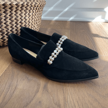 NWOB Marc Fisher Black Velvet Pearl Detail Loafer 10 - $669.60 MXN