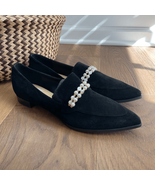 NWOB Marc Fisher Black Velvet Pearl Detail Loafer 10 - $667.47 MXN