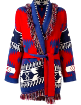 Italy ALANUI Icon Belted Jacquard Multicolored Cashmere Cardigan Sweater SZ SM - £581.53 GBP