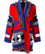 Italy ALANUI Icon Belted Jacquard Multicolored Cashmere Cardigan Sweater... - £581.53 GBP