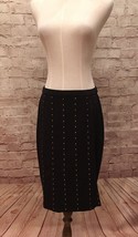 CARMEN Carmen Marc Valvo Size 4 Black Gold Studded Ponte Knit Pencil Skirt  - £30.90 GBP