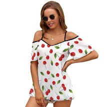 Mondxflaur Cherry T Shirts for Women Short Sleeve Spaghetti Strap Top Clothes - £18.33 GBP