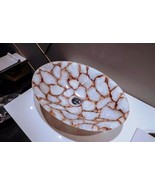 24&quot; Shape Marble Bathroom Wash Basin with Smoky Quartz Resin Art – compl... - $26,609.60 MXN