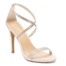 Womens Heels Nude Candies Suede Rhinestone Ankle Strap High Dress Shoes-size 10 - £26.99 GBP