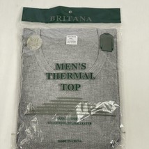 NEW 3XL Long Sleeve Waffle Knit Shirt Gray Britana Brand VTG NOS 3XXX - £7.06 GBP