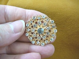 (bb604-30) white rhinestone crystal ornate daisy flower gold tone brooch pin - £12.69 GBP
