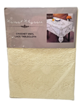 Casual Elegance Crochet Vinyl Lace Tablecloth 60 x 104&quot; Cream Wipes Clea... - $17.79