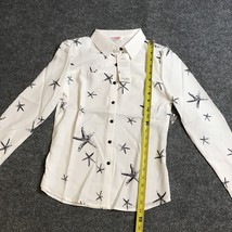 Women’s TOP Size LArge Button Up Casual BlouseL ong Sleeve Starfish Printed - $7.07