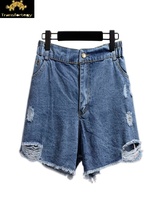 Suitable for 65-150KG, large size women&#39;s ripped denim shorts - £33.56 GBP