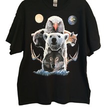 T Shirt Animal Totem Eagle Wolf Bear Cat Unisex XL Black Gildan Brand NW... - £11.18 GBP