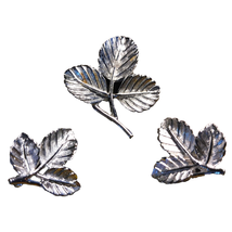 Sarah Coventry Three Leaf Leaves Brooch Pin &amp; Clip Earrings Signed Vintage Set - $14.95